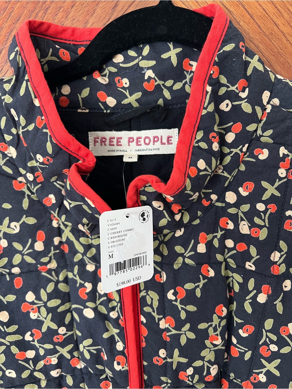 Free People Chloe Jacket Size Medium - Cherry Combo NWT RT $198 - Picture 2 of 7